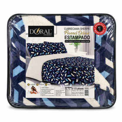 Plumón Sherpa Doral modelo Flannel Deluxe Estampado - 2.5 Plazas (250 x 240 cm)