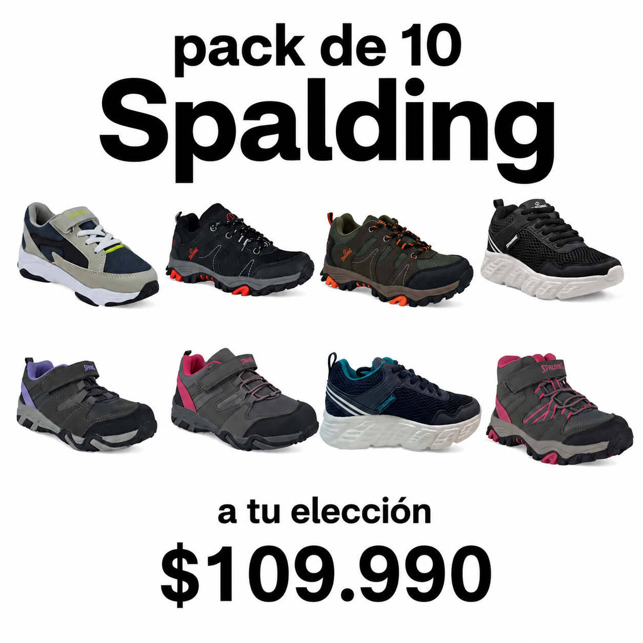 Pack 2 de 10 Zapatillas Spalding A tu elección