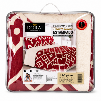 Plumón Sherpa Doral modelo Flannel Deluxe Flores- 1.5 Plazas (170 x 240 cm)