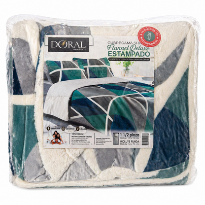 Plumón Sherpa Doral modelo Flannel Deluxe Abstracto- 1.5 Plazas (170 x 240 cm)