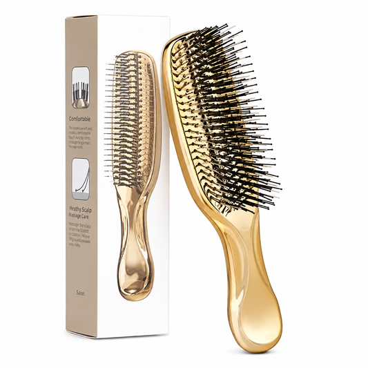 Cepillo Desenredante Dorado con Cerdas Flexibles para Cabello