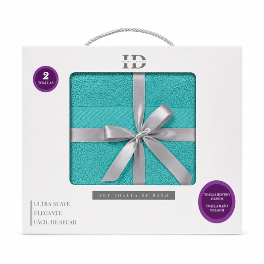 Set Premium De 2 Toallas color  Celeste De Baño  - Isabella Designs