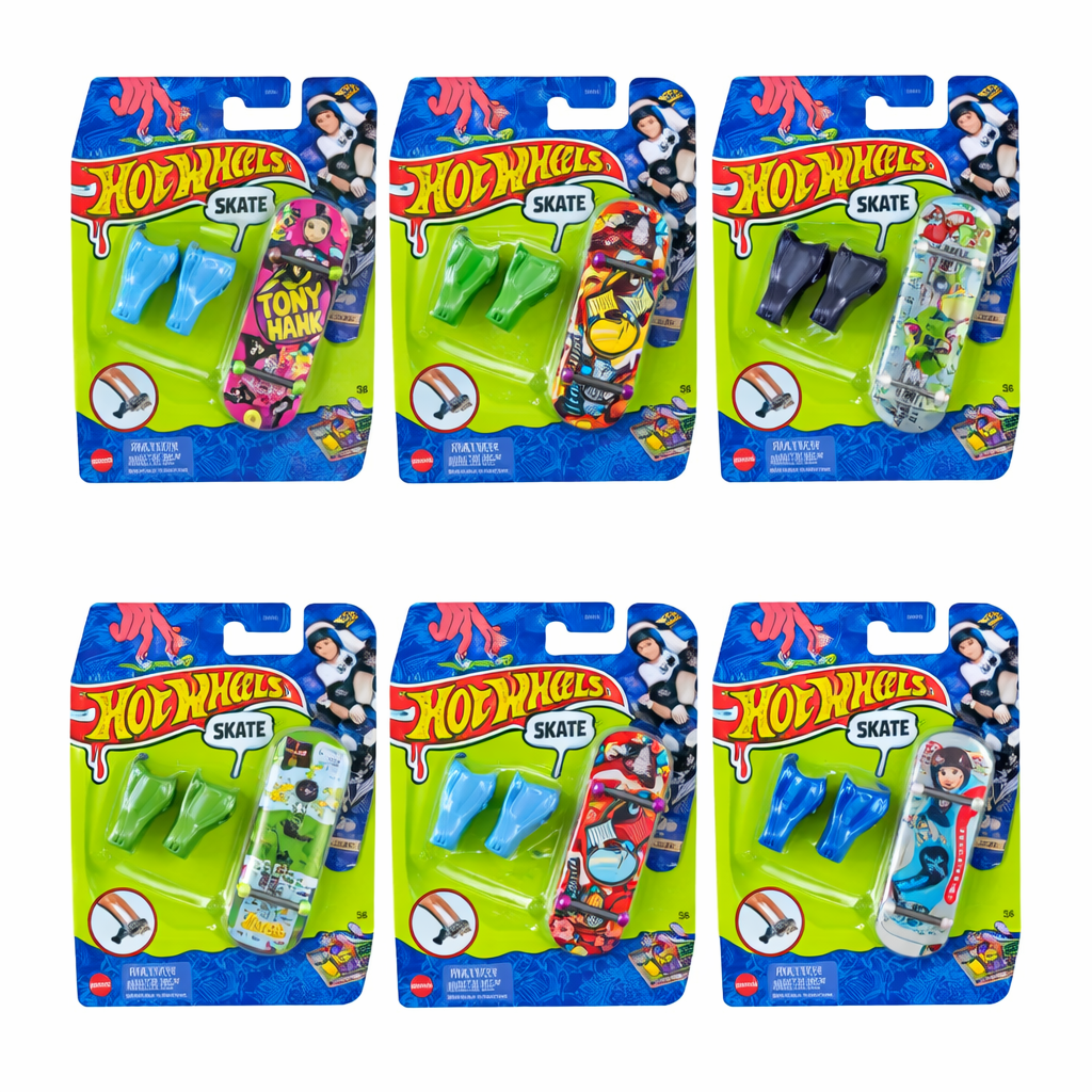 Hot Wheels Skate Singles – Caja Surtida Fingerboards con Zapatillas (15 Piezas)