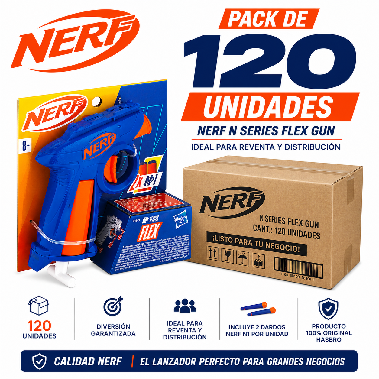 Pack de 120 Lanzadores Nerf N Series Flex Gun Originales Hasbro