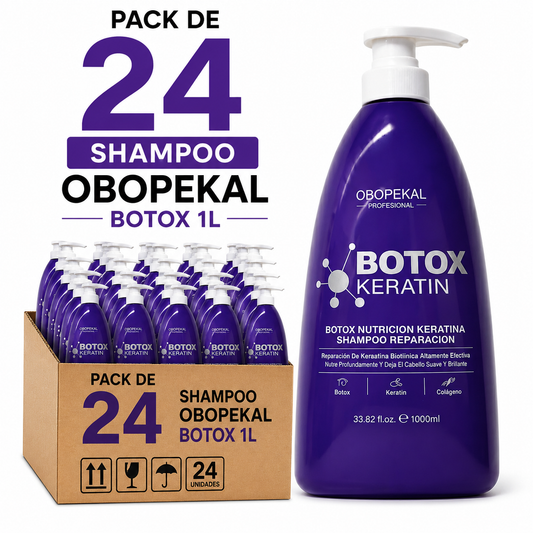 Pack de 24 Shampoo Obopekal Botox Keratin 1 Litro