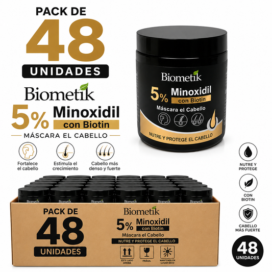 Pack de 48 Unidades Biometik Minoxidil 5% con Biotina