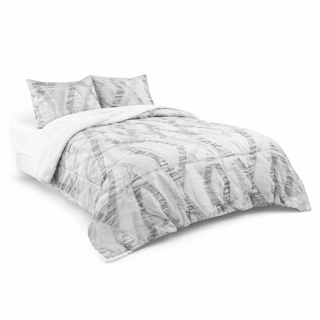 Plumón Sherpa Doral Da Vinci Estampado Gris- 2 Plazas (210 x 230 cm)