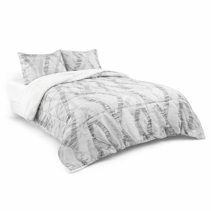 Plumón Sherpa Doral Da Vinci Estampado Gris- 2 Plazas (210 x 230 cm)