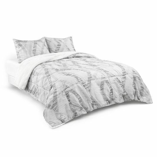 Plumón Sherpa Doral Da Vinci Estampado Gris- 2 Plazas (210 x 230 cm)