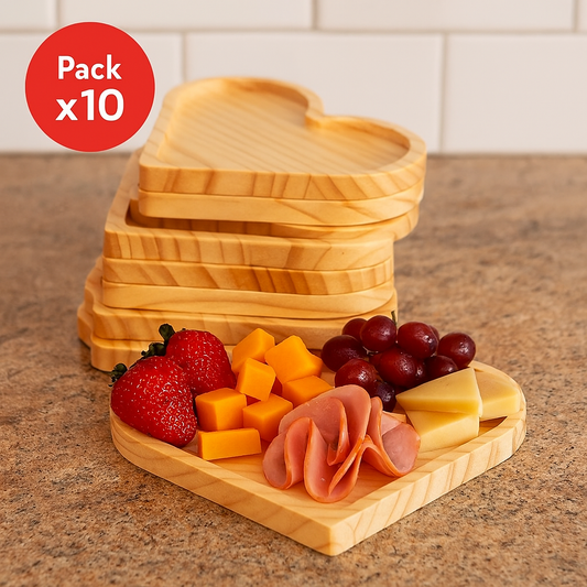 Pack de 10 Tablas de Picoteo Corazón 22x22x2 cm