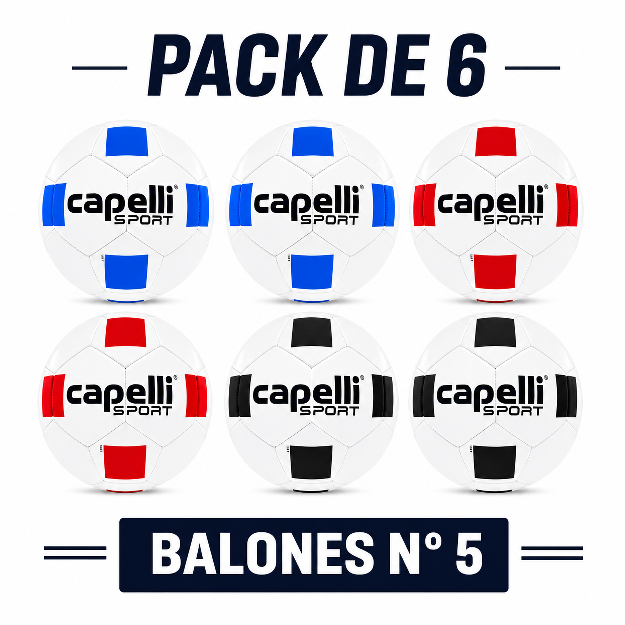 Pack de 6 Balones de Fútbol Capelli Sport N° 5