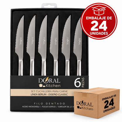 Embalaje 24 Unidades - Set de 6 Cuchillos para Carne Doral Berlín