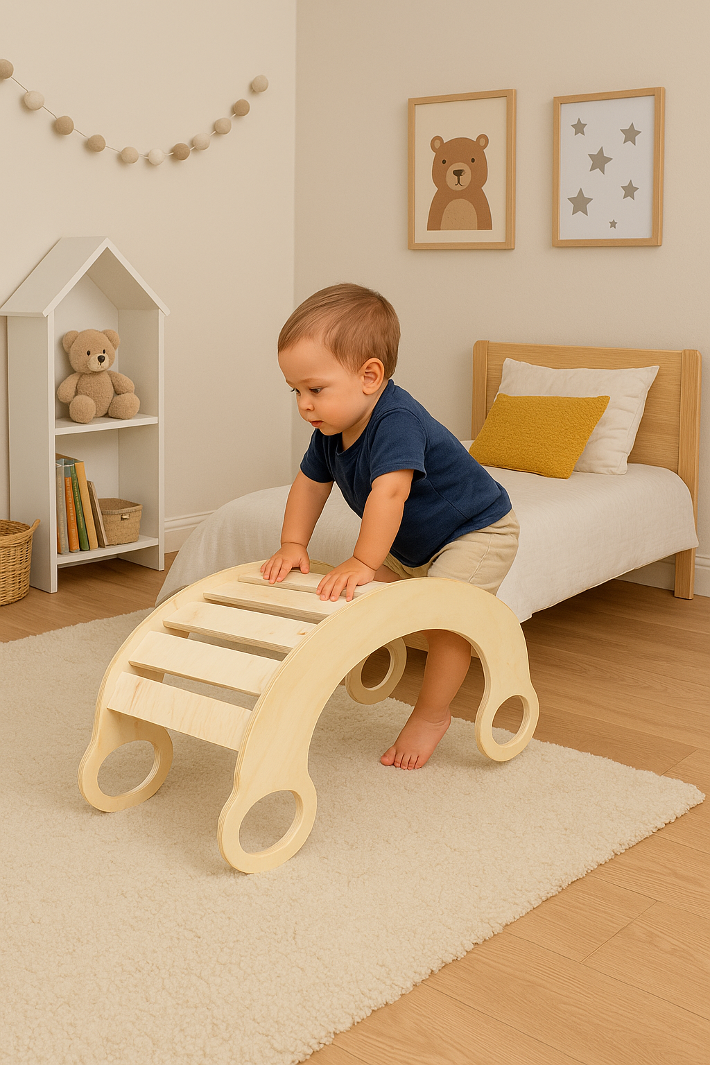 Pack 1 Montessori: Librero + Torre de Aprendizaje + Balancín para Niños