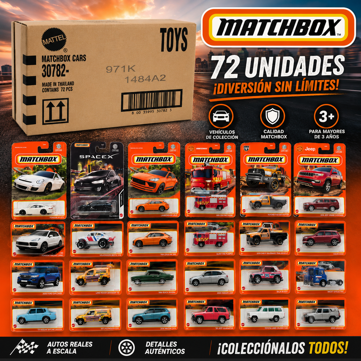 Caja2 Matchbox Mattel 72 Unidades Surtidas Originales