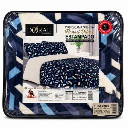 Plumón Sherpa Doral modelo Flannel Deluxe Estampado - 1.5 Plazas (170 x 240 cm))