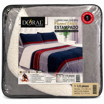 Plumón Sherpa Doral modelo Flannel Deluxe Lineal - 1.5 Plazas (170 x 240 cm)