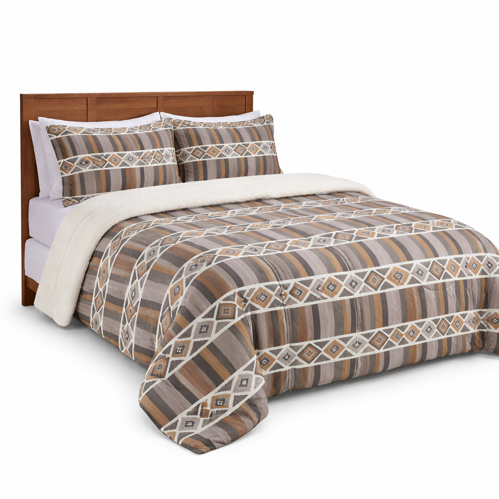 Plumón Sherpa "Étnico Grey" – 2 PLAZAS Mashini 220x240cm