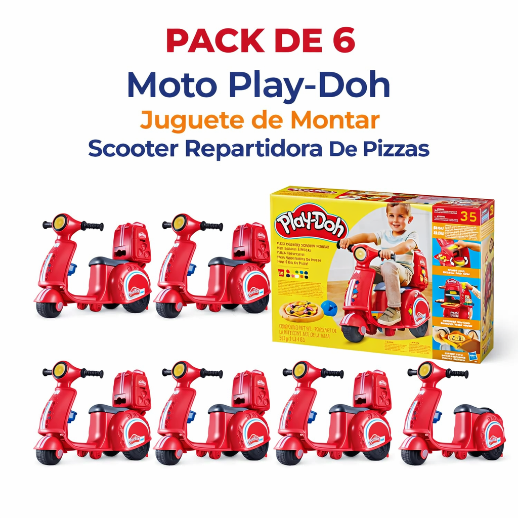 Pack de 6 Motos Play-doh Scooter Repartidora De Pizzas