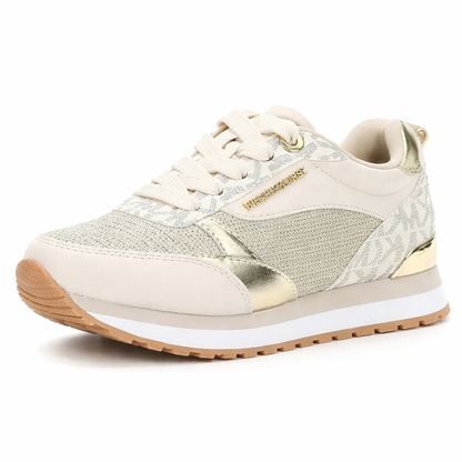 Zapatillas Michael Kors Originales Beige con Detalles Dorados y Monograma