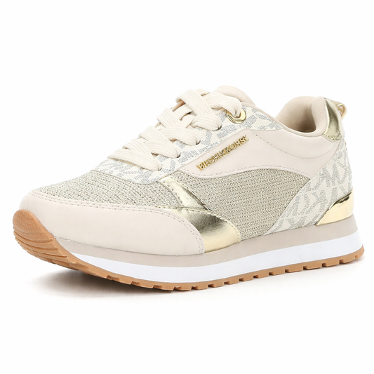 Zapatillas Michael Kors Originales Beige con Detalles Dorados y Monograma