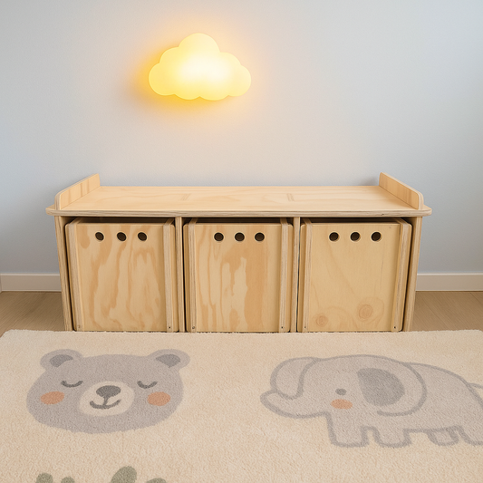 Organizador Montessori de Madera con Ruedas