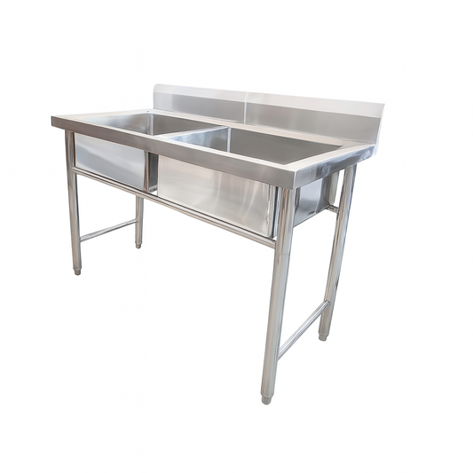 Lavafondo Doble de Acero Inoxidable 120x60x90 cm sin Griferia
