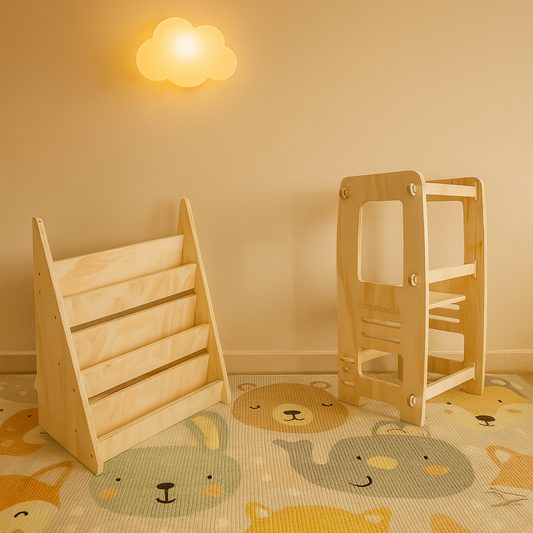 Pack Montessori: Librero + Torre de Aprendizaje para Niños