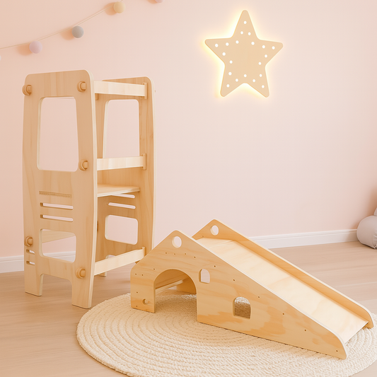 Pack 14 Montessori: Torre de Aprendizaje + Resbalín para Niños