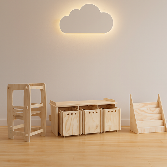 Pack 24 Montessori: Torre de Aprendizaje + Organizador + Librero para Niños