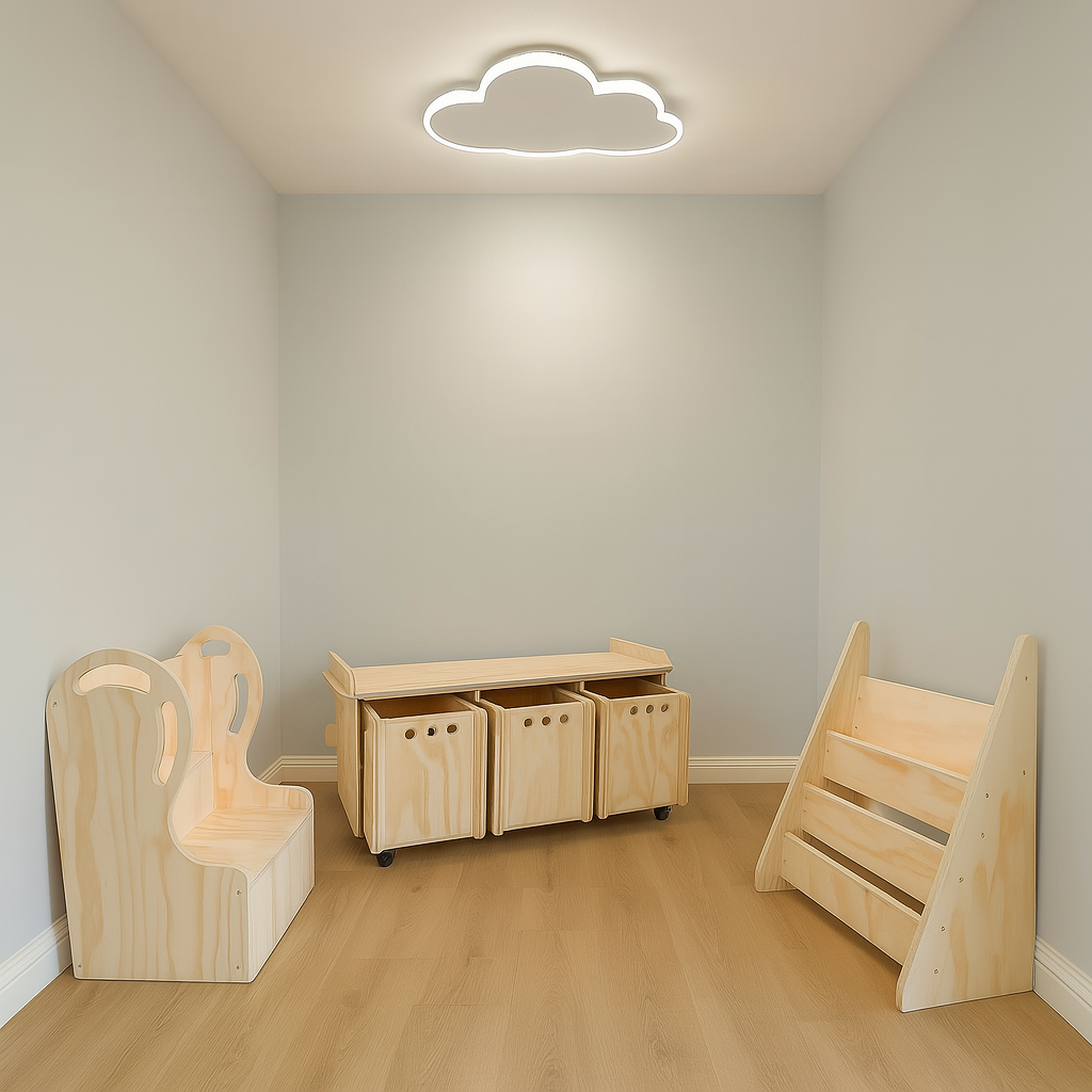 Pack 23 Montessori: Escalera Didáctica + Organizador + Librero para Niños