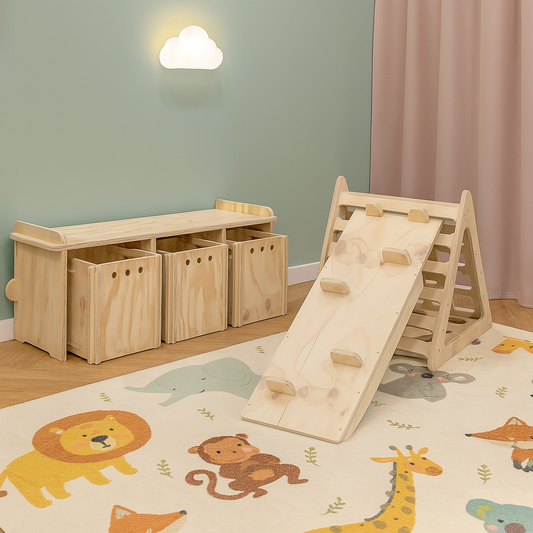 Pack 26 Montessori: Organizador + Circuito de Escalada para Niños