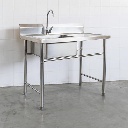 Lavafondo Simple Acero Inoxidable con Secador Derecho 120x60x90 cm
