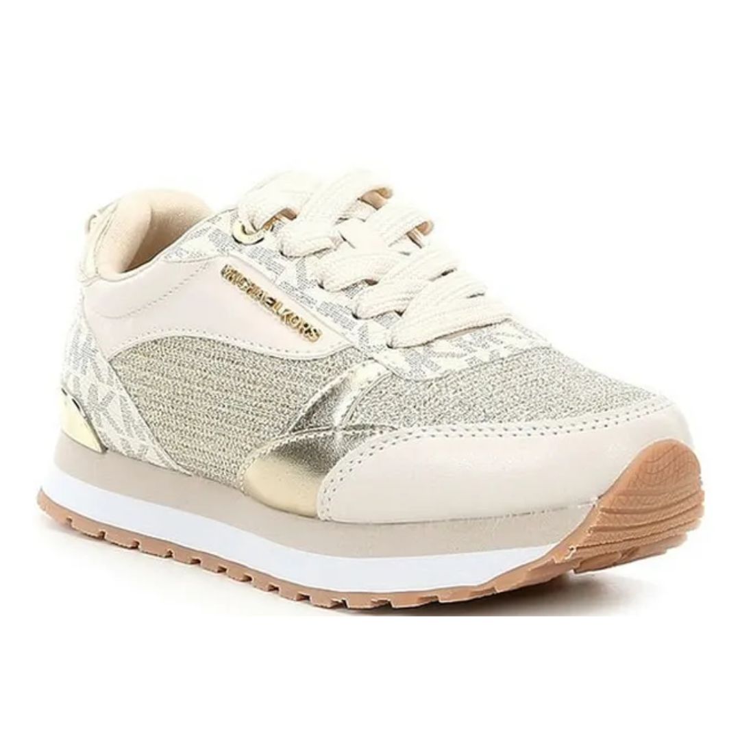 Zapatillas Michael Kors Originales Beige con Detalles Dorados y Monograma