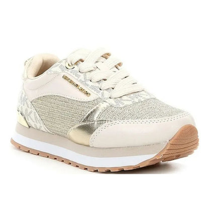 Zapatillas Michael Kors Originales Beige con Detalles Dorados y Monograma