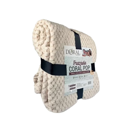 Frazada Coral Pop Doral 1.5 Plazas - Térmica y Extra Suave Doral (Color crema)