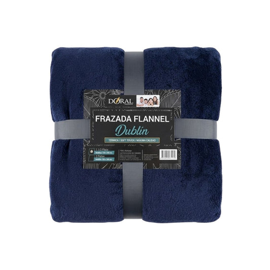 Frazada Térmica Doral Línea Dublin 1.5 Plazas Color Azul Intenso