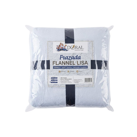 FRAZADA FLANNEL LISA DORAL 2.5 PLAZAS: SUAVIDAD Y CALIDEZ TÉRMICA SUPERIOR COLOR BLANCO