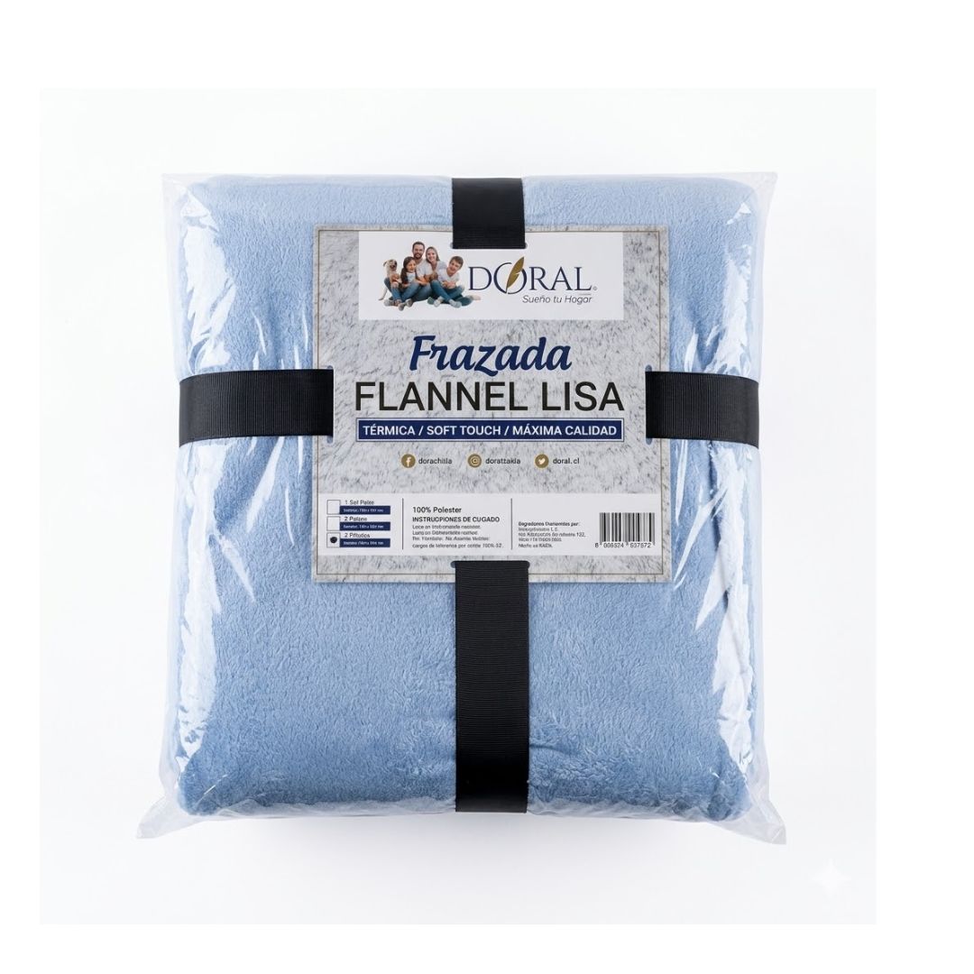 PACK DE 10 FRAZADA FLANNEL LISA DORAL 2.5 PLAZAS COLORES SURTIDOS