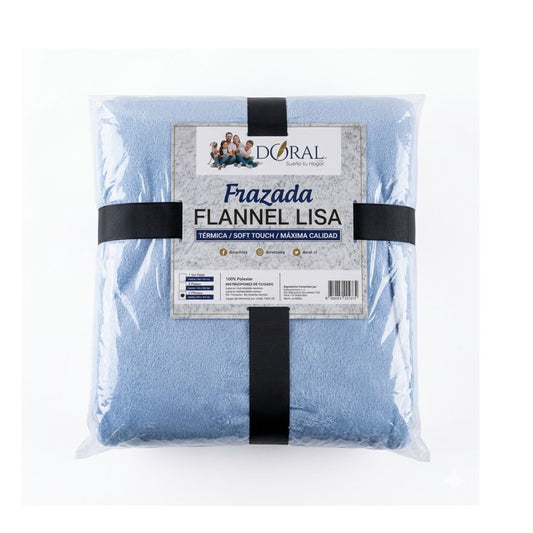 FRAZADA FLANNEL LISA DORAL 2.5 PLAZAS: SUAVIDAD Y CALIDEZ TÉRMICA SUPERIOR Celeste