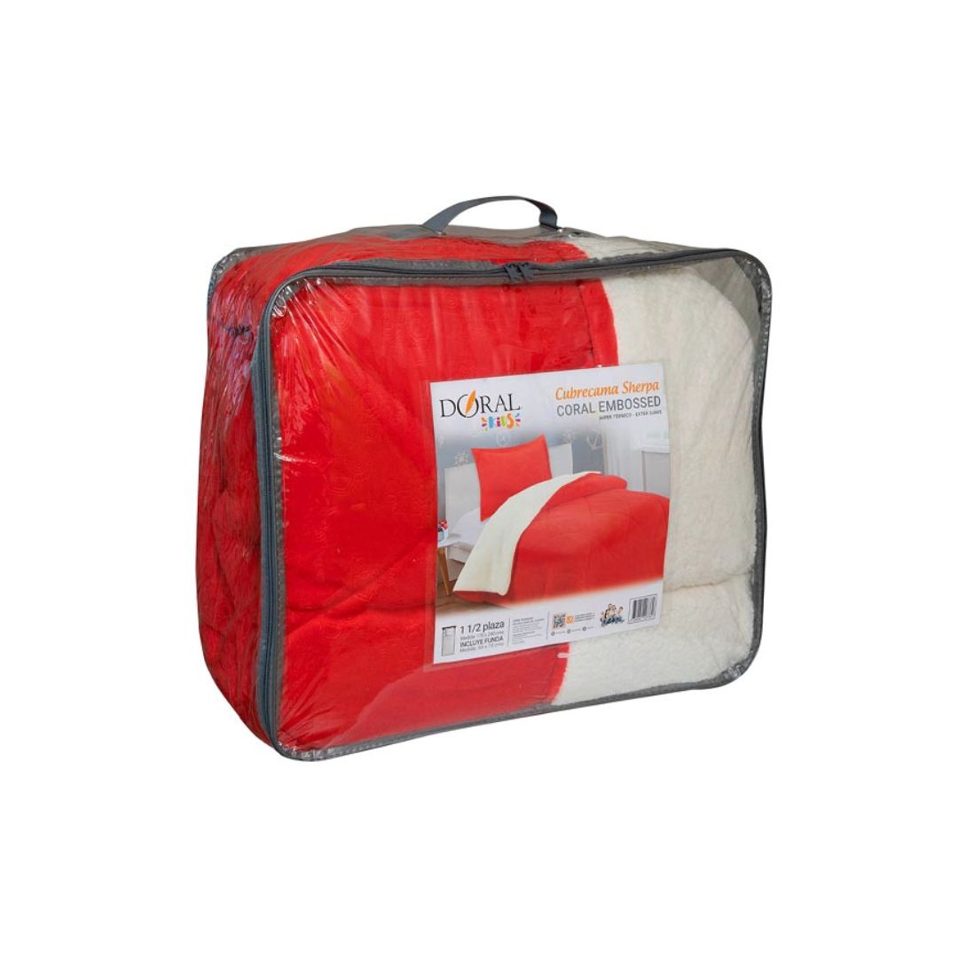 CUBRECAMA DORAL SHERPA EMBOSSED KIDS 1.5 PLAZAS Rojo