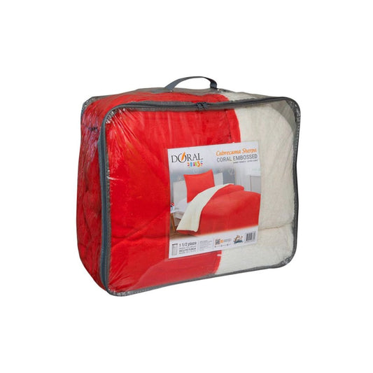 CUBRECAMA DORAL SHERPA EMBOSSED KIDS 1.5 PLAZAS Rojo