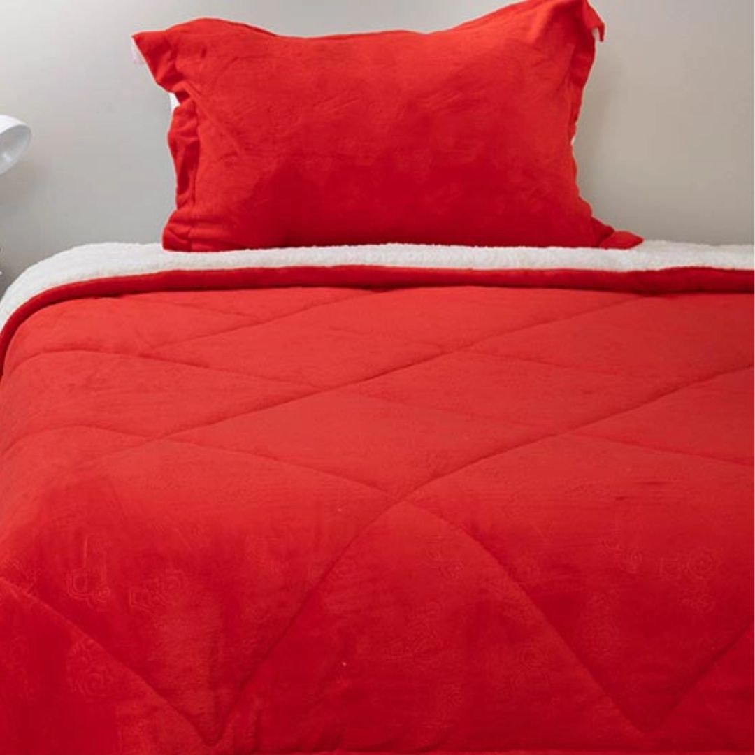 CUBRECAMA DORAL SHERPA EMBOSSED KIDS 1.5 PLAZAS Rojo
