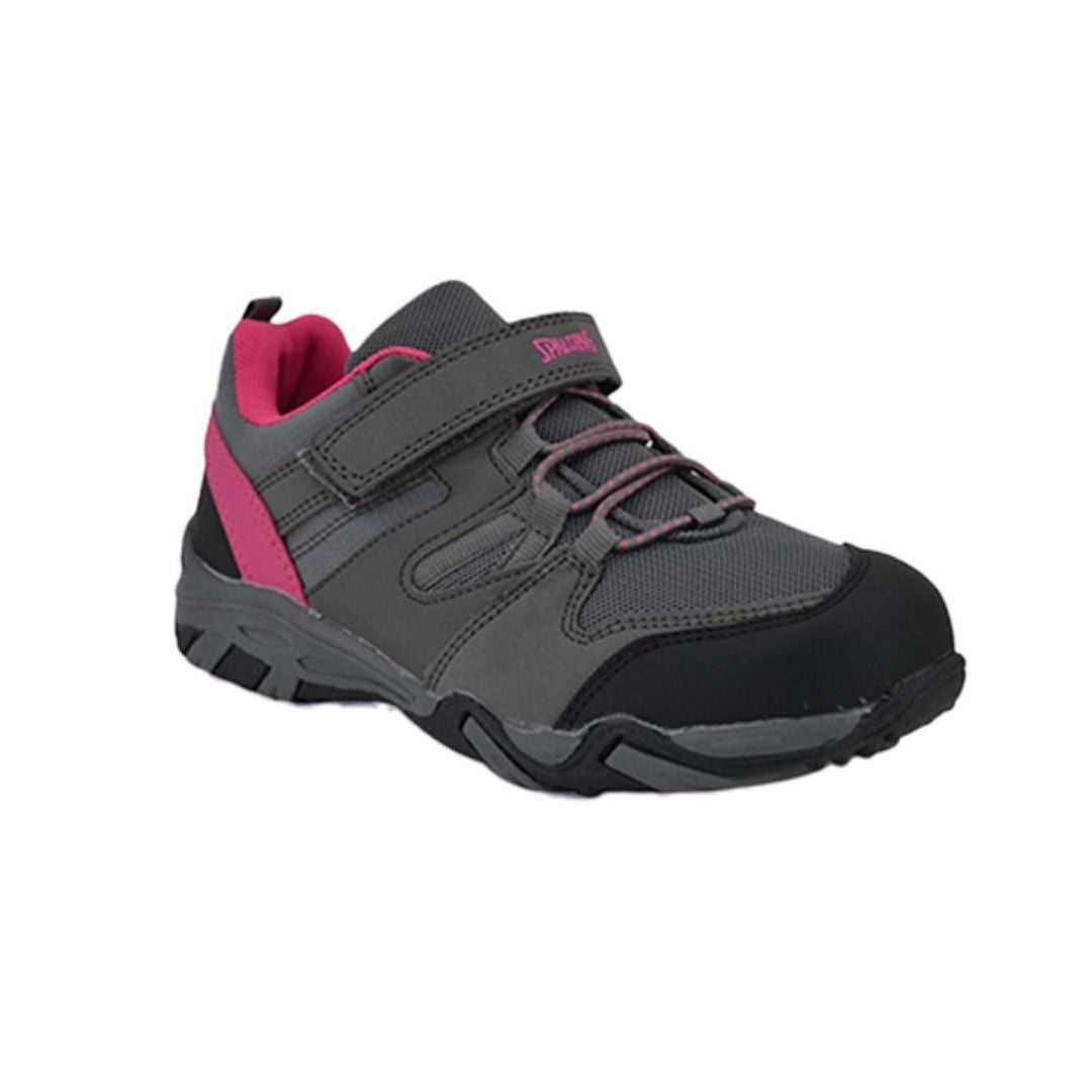 zapatillas Spalding modelo para niñas en color gris con detalles Rosa