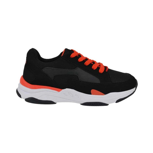 Zapatilla Negra Urbana Spalding Cordones Naranja