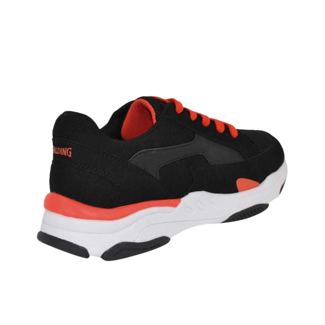Zapatilla Negra Urbana Spalding Cordones Naranja