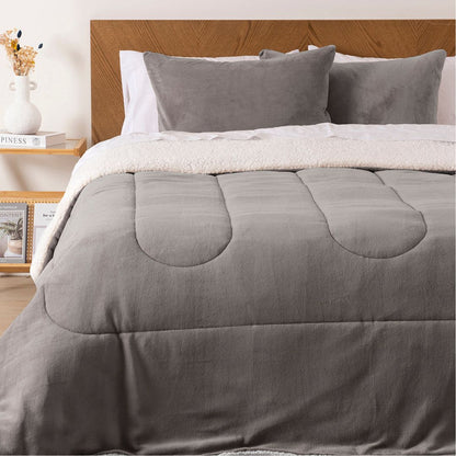 Plumón 2 Plazas Coral Sherpa Gris Mashini