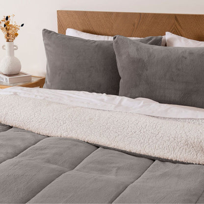 Plumón 2 Plazas Coral Sherpa Gris Mashini