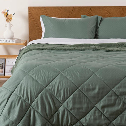 Plumón 2 Plazas Coral Emboss Sherpa Verde Mashini