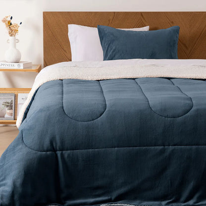 Plumón 1.5 Plazas Coral Sherpa Azul Mashini