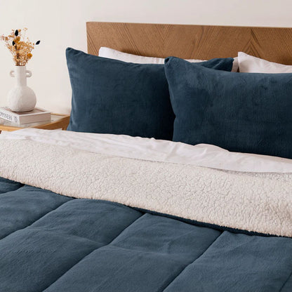 Plumón 1.5 Plazas Coral Sherpa Azul Mashini